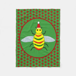Manta Polar Flores de abeja y de poinsettia para Navidades peq