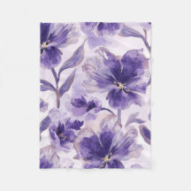 Flores de Acuarela de Violetas en Flor Pintadas de
