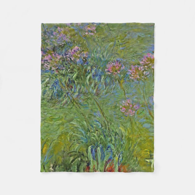 Manta Polar Flores de Agapanthus (por Claude Monet) (Anverso)