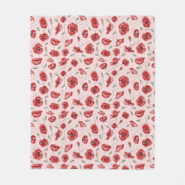 Manta Polar Flores de amapola