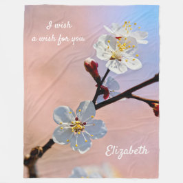 Manta Polar Flores de ápricot japonesas blancas