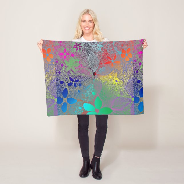 Manta Polar Flores de arcoiris en encaje (In situ)