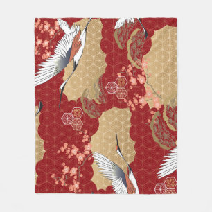 Manta Polar Flores de cerezo de kimono japonesas