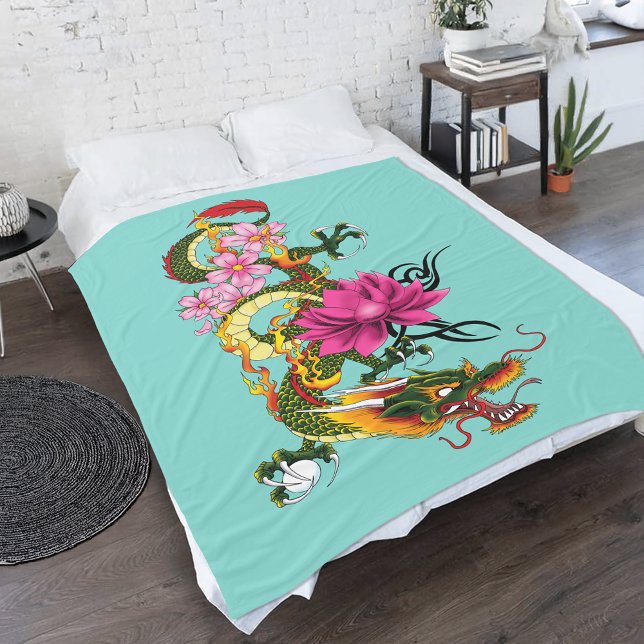 Manta Polar Flores de cerezo de Lotus en el Dragon Chino (Subido por el creador)