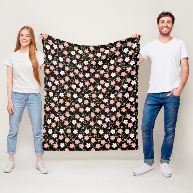 Manta Polar Flores de cerezo, diseño japonés (In situ)