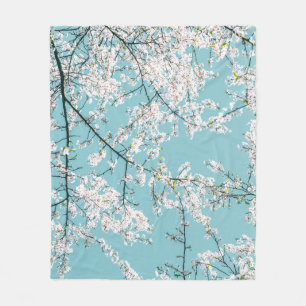 Manta Polar Flores de cerezo: Tendencia floral turquesa
