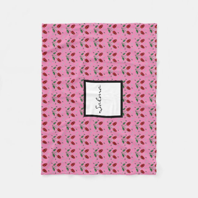 Manta Polar Flores de cerezos rojos (Anverso)