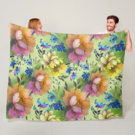 Manta Polar Flores de color de agua Patrón ininterrumpido 1