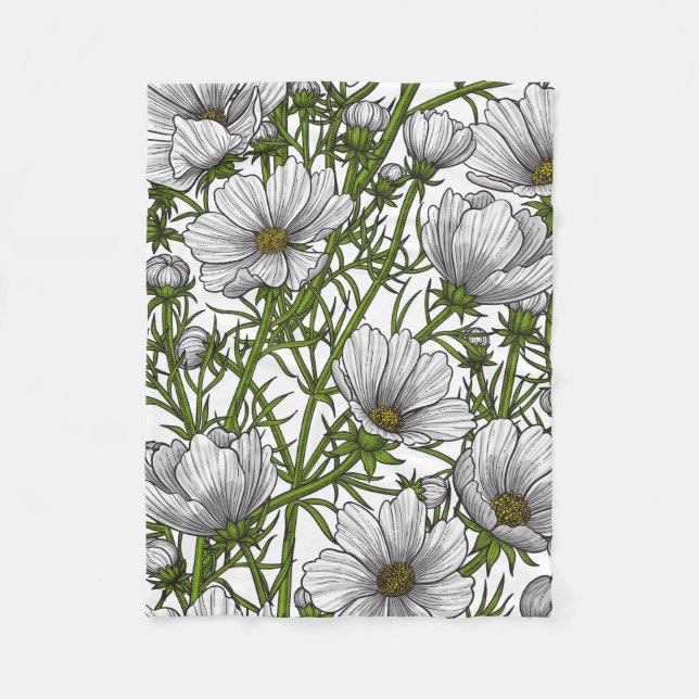 Manta Polar Flores de cosmos blancos (Anverso)