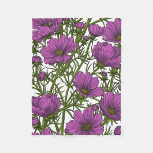 Manta Polar Flores de cosmos violetas
