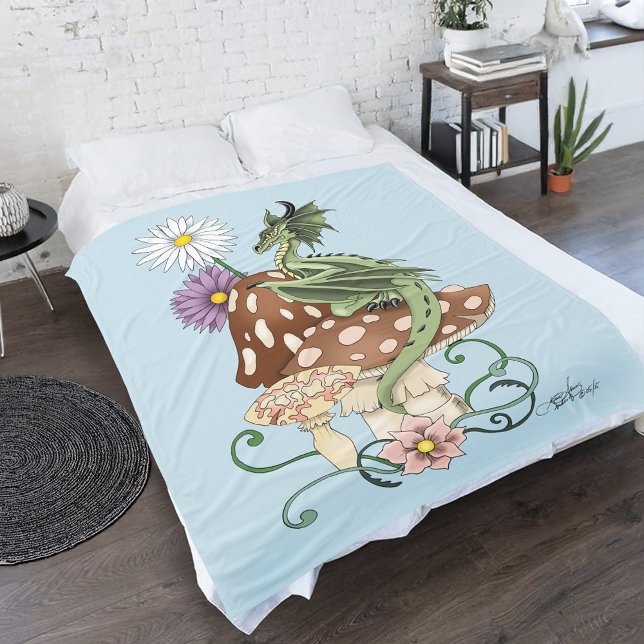 Manta Polar Flores de fantasía de hongos verdes (Subido por el creador)