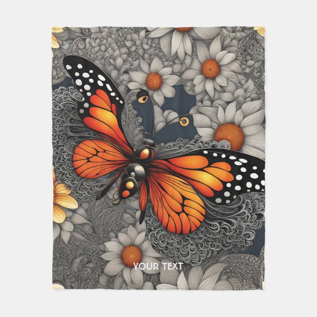 Manta Polar Flores de filigrana Fantasy Cute Butterfly (Anverso)