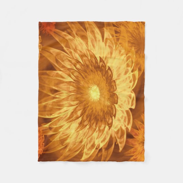 Manta Polar Flores de Fleece Blanket Fantasy Amarillo (Anverso)