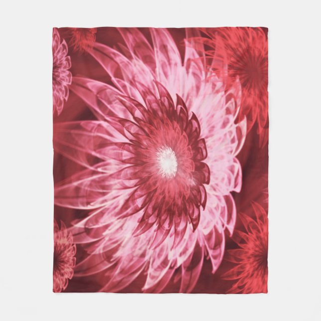 Manta Polar Flores de Fleece Blanket Fantasy Red (Anverso)