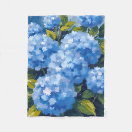 Manta Polar Flores de Hortensias Azules Acuarela Floral