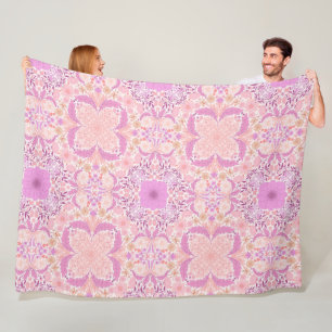 Manta Polar Flores de jardín retro en rosa