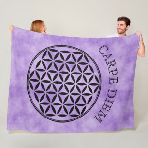 Manta Polar FLORES DE LA VIDA - Símbolo sagrado de geometría c