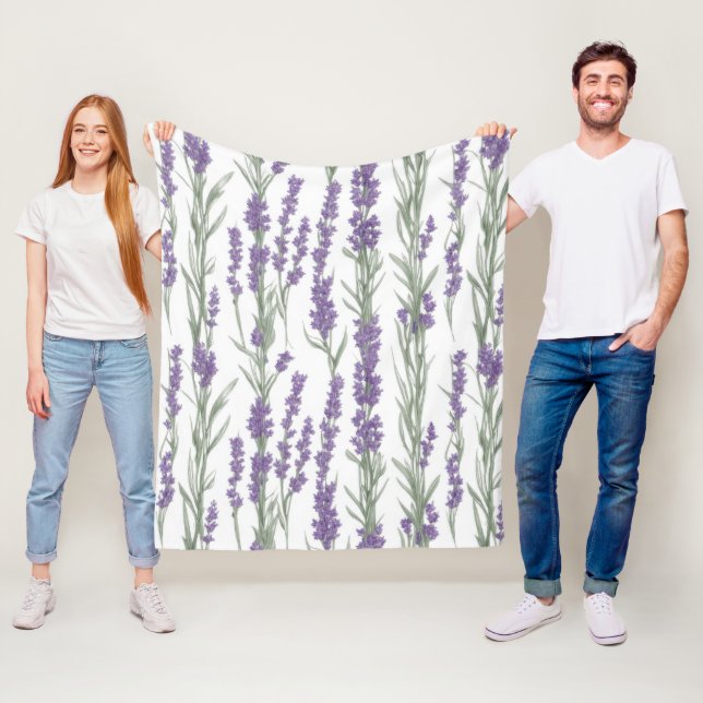 Manta Polar Flores de lavanda en acuarela (In situ)