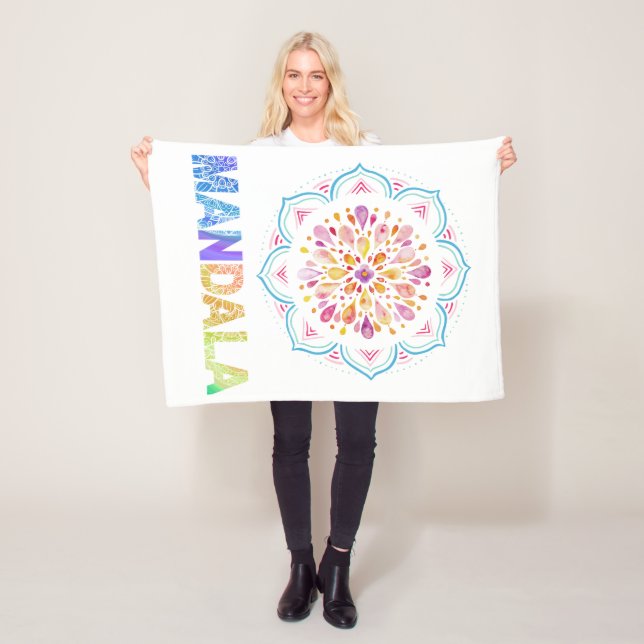 MANTA POLAR FLORES DE LOTUS COLOR MANDALA (In situ)