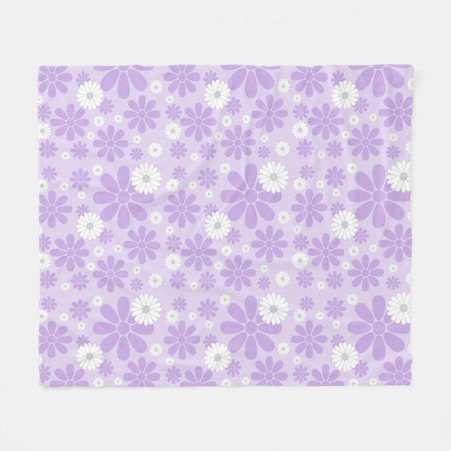 Manta Polar Flores de Pastel Patrón LAVANDA (Frente (Horizontal))