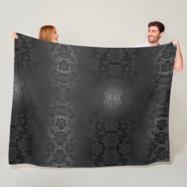 Manta Polar Flores de plata gris negro Floral elegante