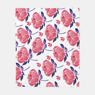 Manta Polar Flores de primavera, acuarela sin costuras.