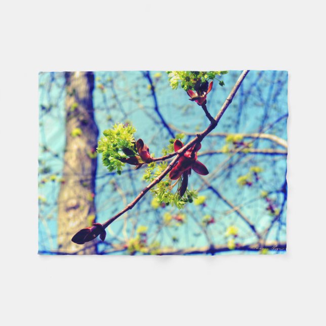 Manta Polar Flores de primavera arce estilizado (Frente (Horizontal))