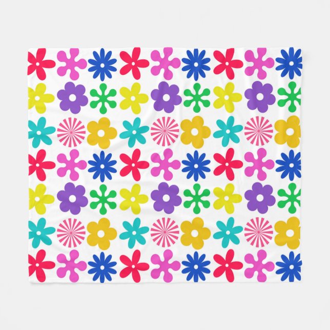 MANTA POLAR FLORES DE RETRO DE GROOVY (Frente (Horizontal))