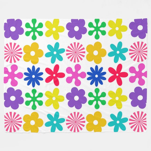 MANTA POLAR FLORES DE RETRO DE GROOVY (Frente (Horizontal))