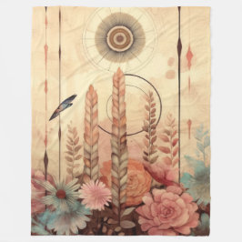 Manta Polar Flores de trigo dorado