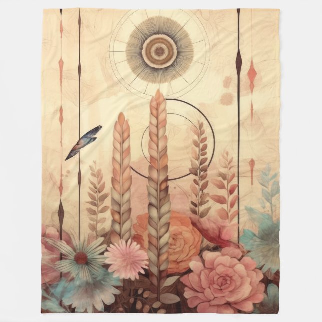 Manta Polar Flores de trigo dorado (Anverso)