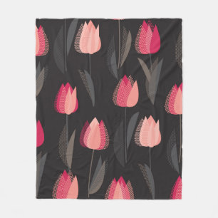 Manta Polar Flores de tulipán rojo abstracto moderno patrón si