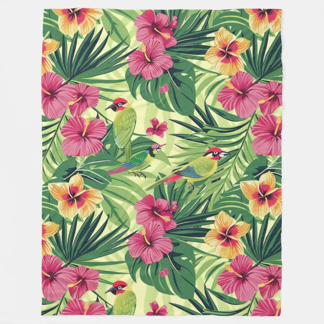 Manta Polar Flores de verano tropical exuberantes (Anverso)