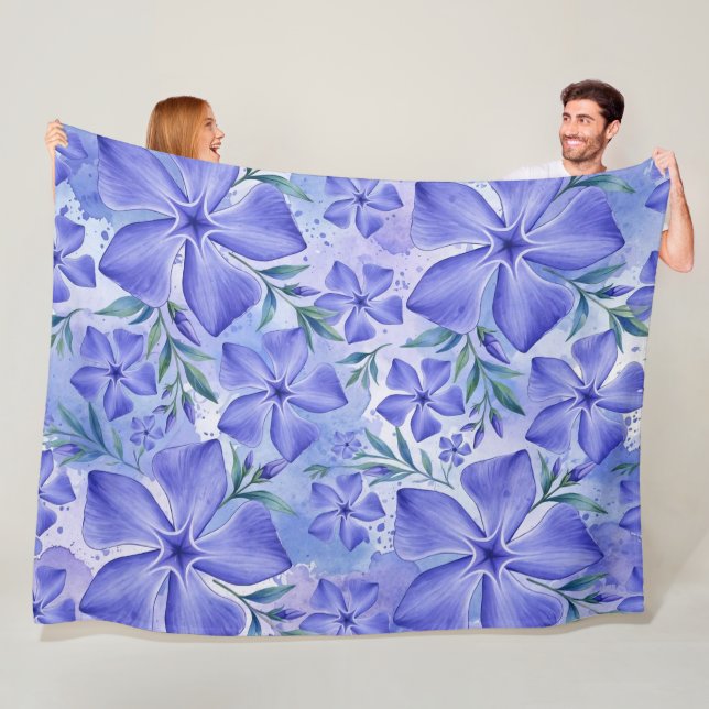 Manta Polar Flores de Vinca Azul Violeta Vinca (In situ)