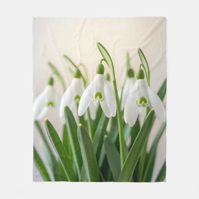 Manta Polar Flores delicadas de snowdrop de primavera (Anverso)