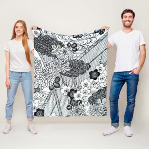 Manta Polar Flores, diseño japonés