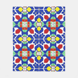 Manta Polar Flores en Bloque de Color para Decoración Contempo