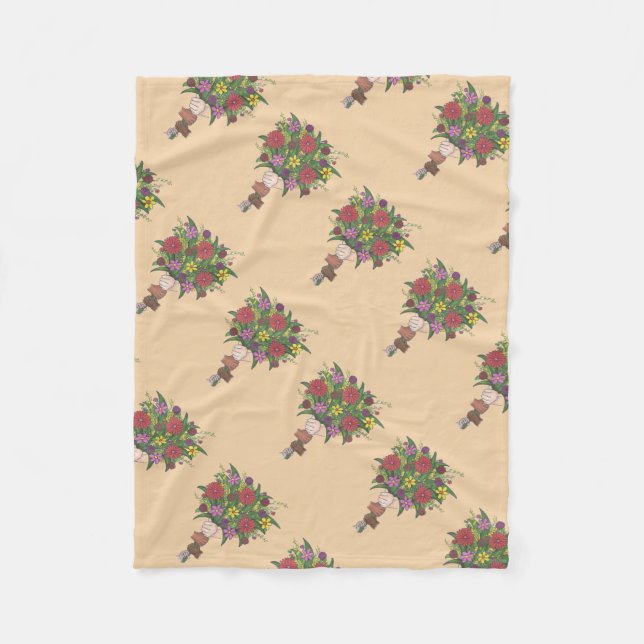 Manta Polar Flores en el Día de la Madre con las manos pequeña (Anverso)