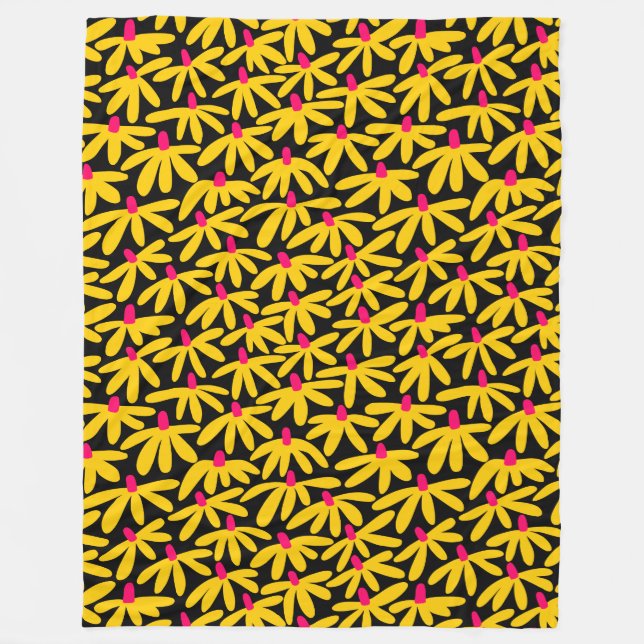 Manta Polar Flores estilizadas - Amber, Crimson y Black (Anverso)