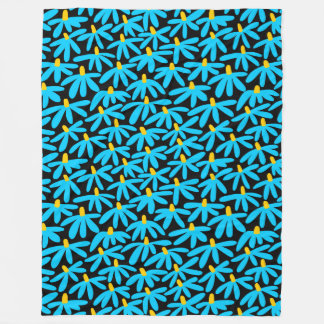 Manta Polar Flores estilizadas: azul cielo, ámbar y negro