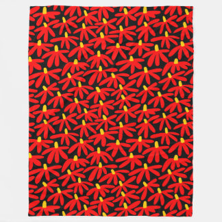 Manta Polar Flores estilizadas - Rojo, Ámbar y Negro