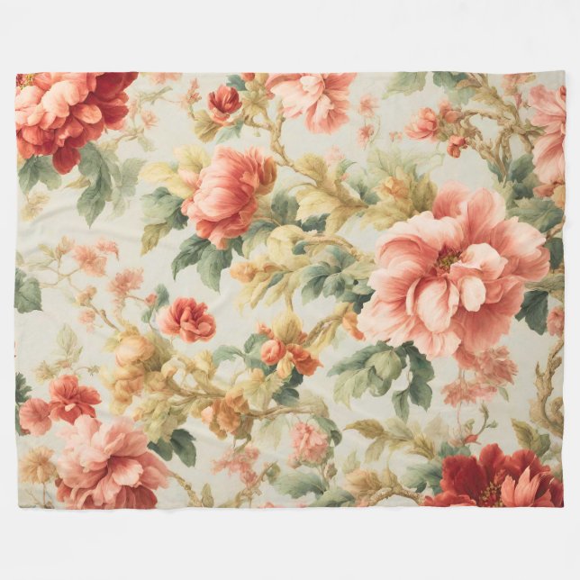 Manta Polar Flores Exquisitas Y Sorprendentes, Hojas. Pintura (Frente (Horizontal))