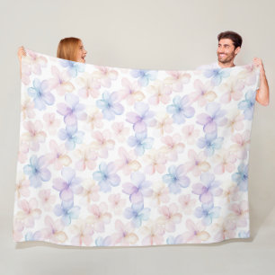 Manta Polar Flores femeninas azules y púrpura rosadas