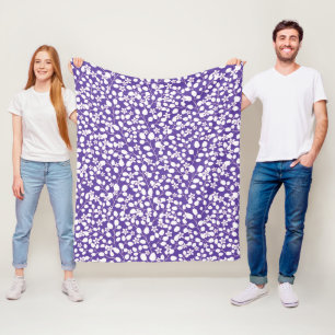 Manta Polar Flores Florales Blancas Moradas Modernas Ramas
