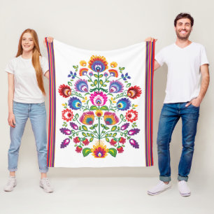 Manta Polar Flores folclóricas, mezcla de colores 3
