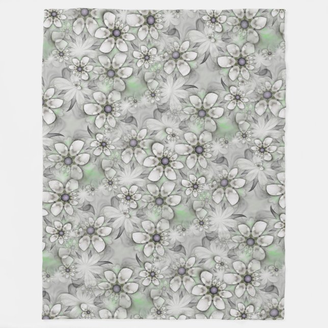 Manta Polar Flores fractales patrón fluido I + tus ideas (Anverso)