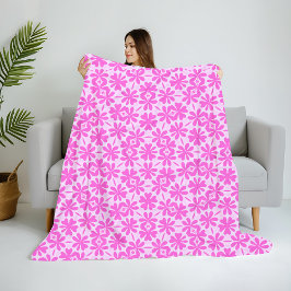 Manta Polar Flores Fucsia