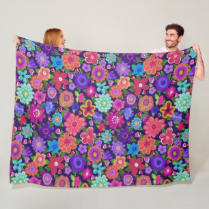Manta Polar Flores grandes Boho Hermoso