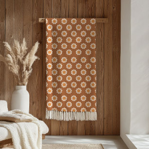 Manta Polar Flores Groovy de los 70 Pastel Copper Sonriendo Da