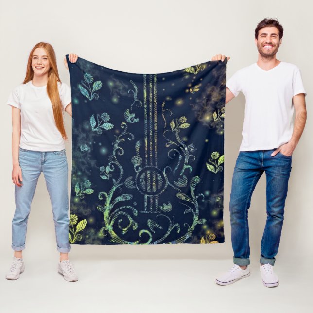 Manta Polar Flores Guitarra Fleece Blanket (In situ)